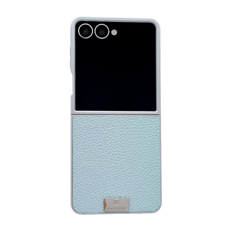 Silver Frame Litchi Texture Nameplate Full Coverage Phone Case