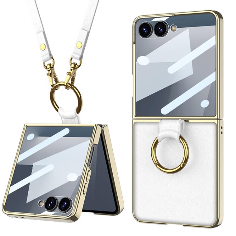 GKK Integrated Electroplating Ring Leather Phone Case with Strap