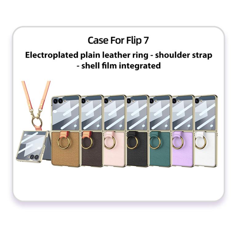 GKK Integrated Electroplating Ring Leather Phone Case with Strap