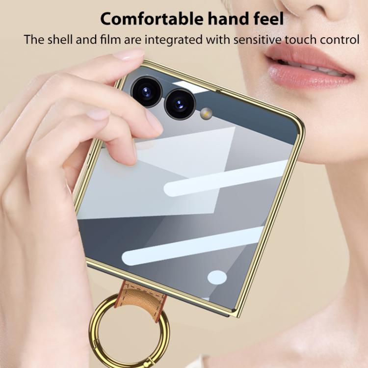 GKK Integrated Electroplating Ring Leather Phone Case with Strap