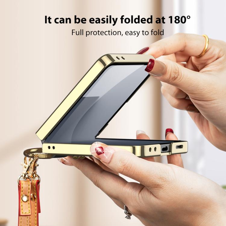 GKK Integrated Electroplating Ring Leather Phone Case with Strap