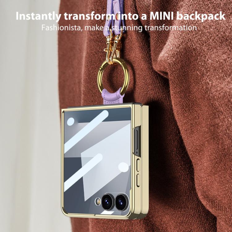 GKK Integrated Electroplating Ring Leather Phone Case with Strap