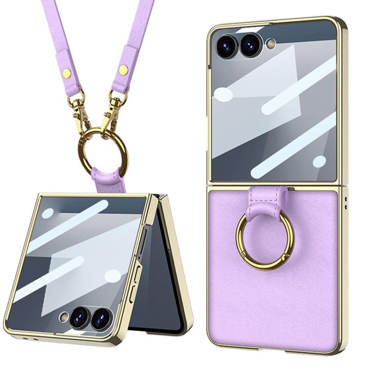 GKK Integrated Electroplating Ring Leather Phone Case with Strap