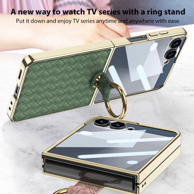 GKK Integrated Plating Weave Texture Phone Case with Ring Holder