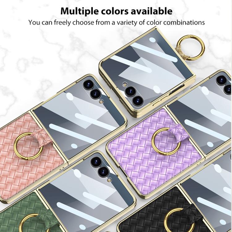 GKK Integrated Plating Weave Texture Phone Case with Ring Holder