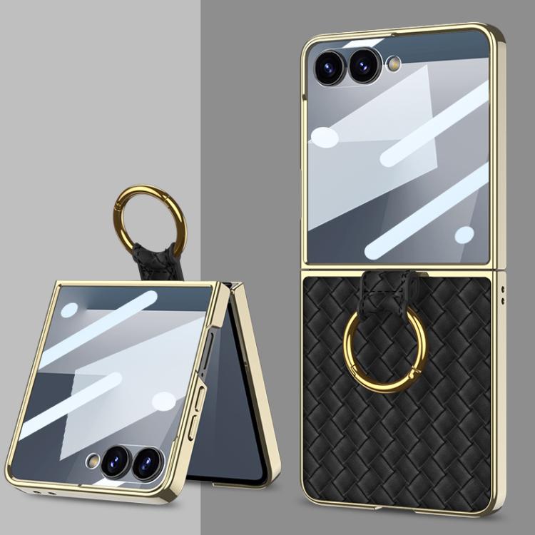 GKK Integrated Plating Weave Texture Phone Case with Ring Holder