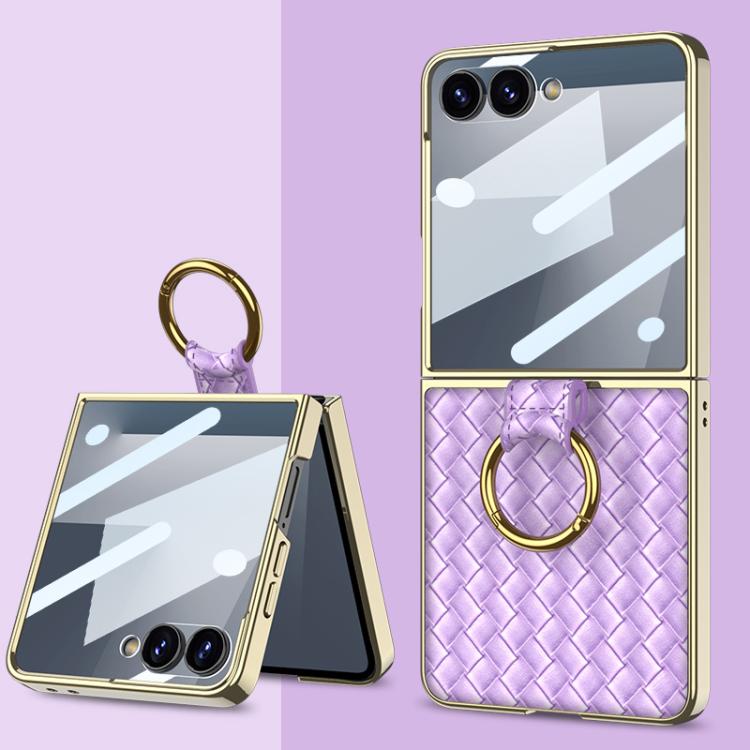GKK Integrated Plating Weave Texture Phone Case with Ring Holder