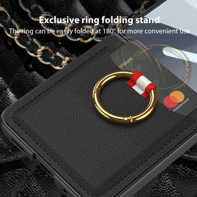 GKK Integrated Ultra-thin Leather Card Slots Phone Case with Ring Holder