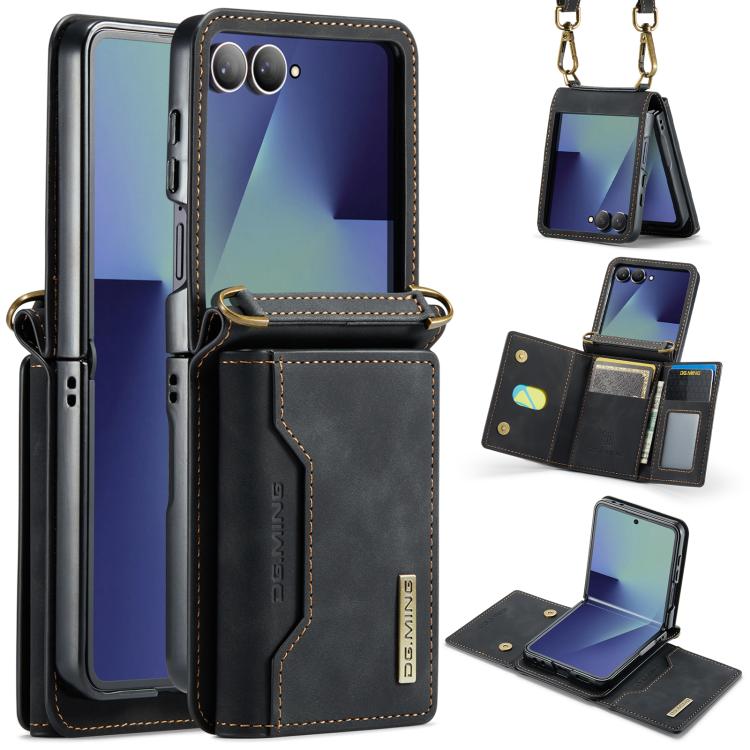 DG.MING M2 Series 3-Fold Multi Card Bag hybrid Magnetic Phone Case with Long Lanyard
