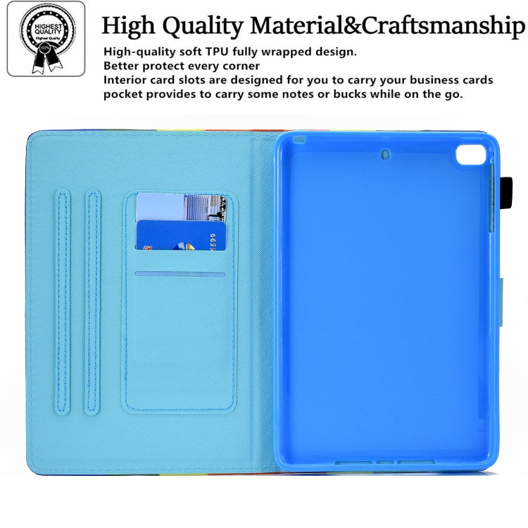 Colored Drawing Horizontal Flip Leather Case with Holder & Card Slots & Sleep / Wake-up Function, For iPad mini 5 / 4 / 3 / 2 / 1, For iPad 10.2 2021 / 2020 / 2019 / iPad Air 10.5 (2019), For iPad Pro 11 inch (2020) / (2018) / iPad Air 4 10.9 inch (2020)