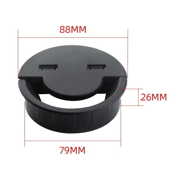 80mm Desktop Outlet USB Cable Wire Hole Cover Round Winder Holder, 80mm