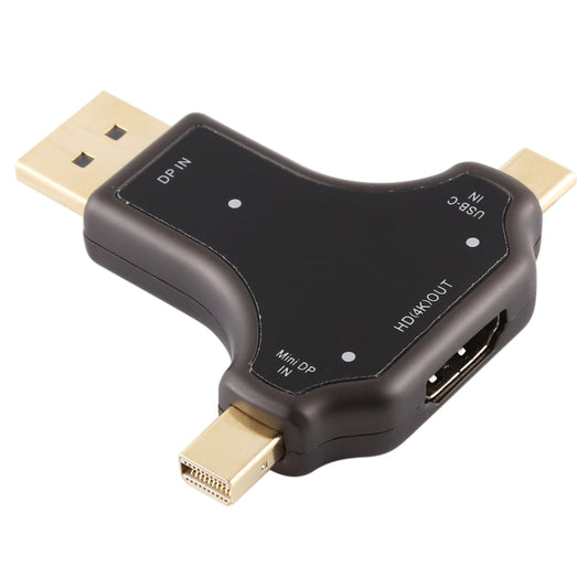 D63A DisplayPort + Mini DP + UCB-C / Type-C Male to HDMI Female 3 in 1 Adapter, D63A