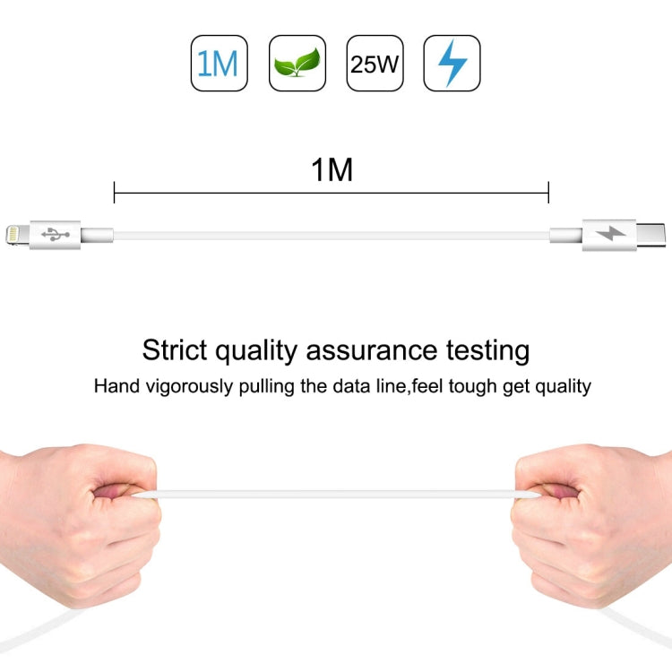 HAWEEL 25W 3A USB-C / Type-C to 8 Pin PD Fast Charging Cable for iPhone, iPad, Cable Length:1m, Type-C to 8 Pin 1m