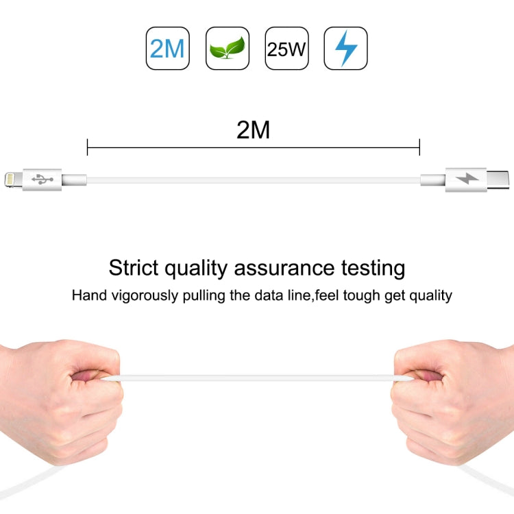 HAWEEL 25W 3A USB-C / Type-C to 8 Pin PD Fast Charging Cable for iPhone, iPad, Cable Length: 2m, Type-C to 8 Pin 2m