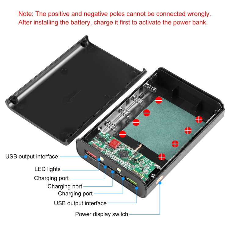 HAWEEL DIY 4 x 21700 Battery 22.5W Fast Charge 15W Wireless Charging Power Bank Box Case with Display, Not Include Battery, DIY 4 x 21700 Battery