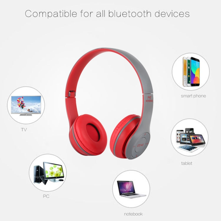 P47 Foldable Wireless Bluetooth Headphone with 3.5mm Audio Jack, Support MP3 / Call, P47 Red, P47 White, P47 Green, P47 Black, P47 Blue