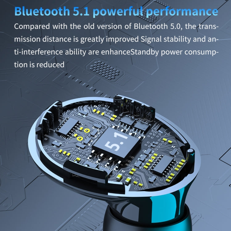 M10 Bluetooth 5.1 TWS Digital Display Wireless Bluetooth Earphone with Charging Box, Support Touch & Siri & Battery Display, M10 Black, M10 Green