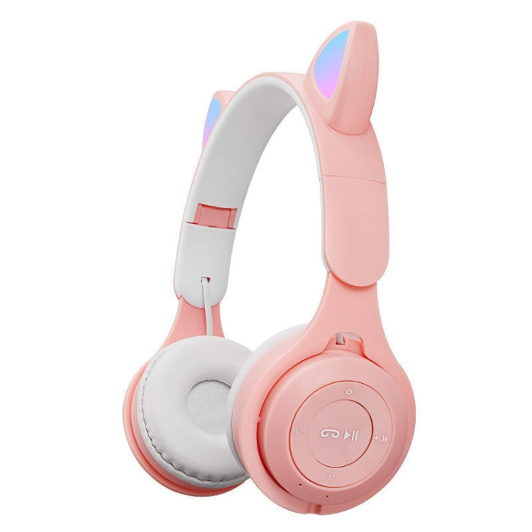 M6 Luminous Cat Ears Two-color Foldable Bluetooth Headset with 3.5mm Jack & TF Card Slot, Two-color White, Two-color Pink, Two-color Blue, Two-color Purple