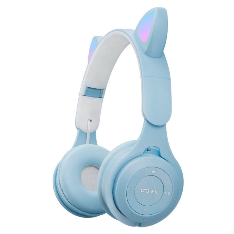 M6 Luminous Cat Ears Two-color Foldable Bluetooth Headset with 3.5mm Jack & TF Card Slot, Two-color White, Two-color Pink, Two-color Blue, Two-color Purple