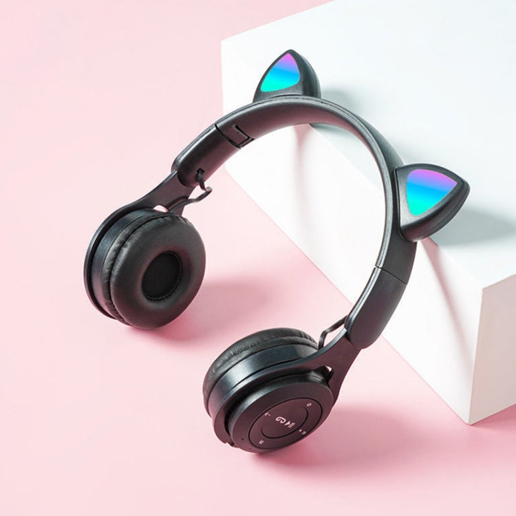 M6 Luminous Cat Ears Pure-color Foldable Bluetooth Headset with 3.5mm Jack & TF Card Slot, Pure-color Black, Pure-color Pink, Pure-color Blue, Pure-color White