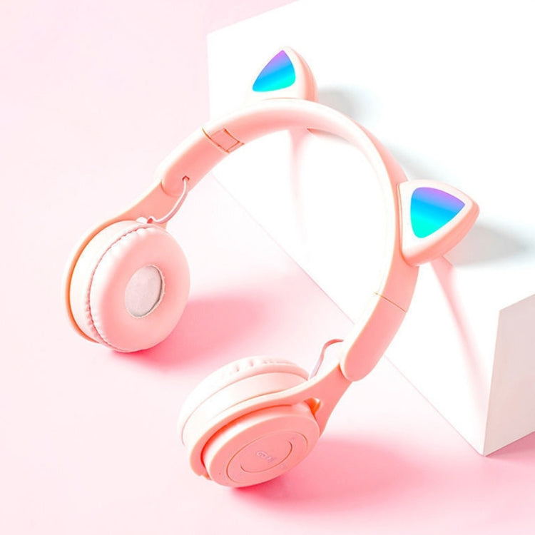 M6 Luminous Cat Ears Pure-color Foldable Bluetooth Headset with 3.5mm Jack & TF Card Slot, Pure-color Black, Pure-color Pink, Pure-color Blue, Pure-color White