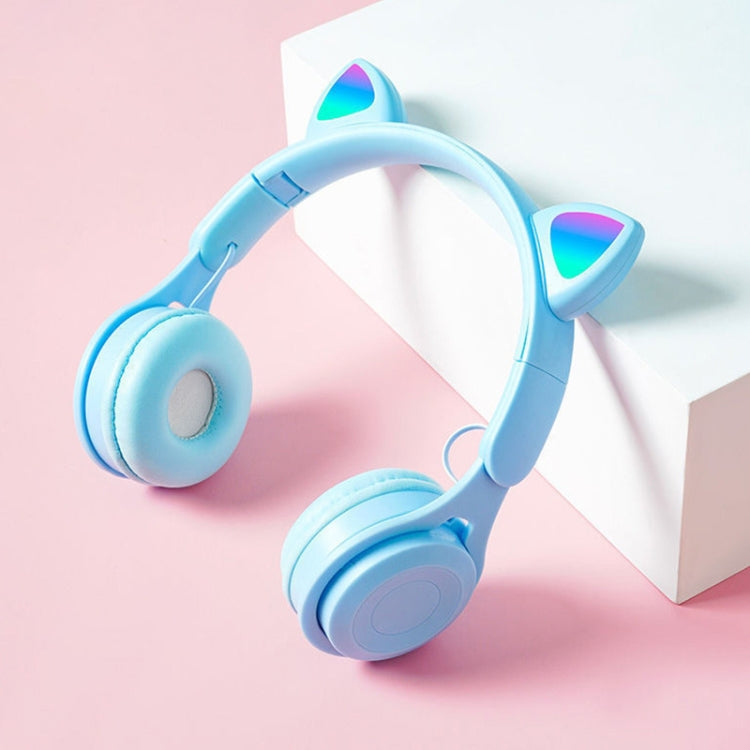 M6 Luminous Cat Ears Pure-color Foldable Bluetooth Headset with 3.5mm Jack & TF Card Slot, Pure-color Black, Pure-color Pink, Pure-color Blue, Pure-color White