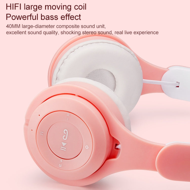 M6 Luminous Cat Ears Pure-color Foldable Bluetooth Headset with 3.5mm Jack & TF Card Slot, Pure-color Black, Pure-color Pink, Pure-color Blue, Pure-color White