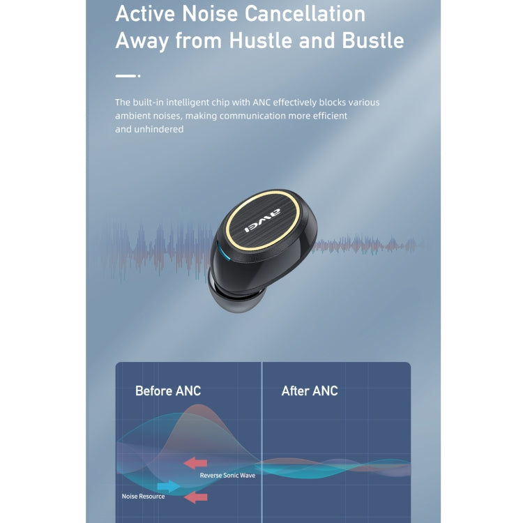 awei TA3 Bluetooth 5.0 ANC Active Noise Reduction Wireless Bluetooth Earphone, TA3