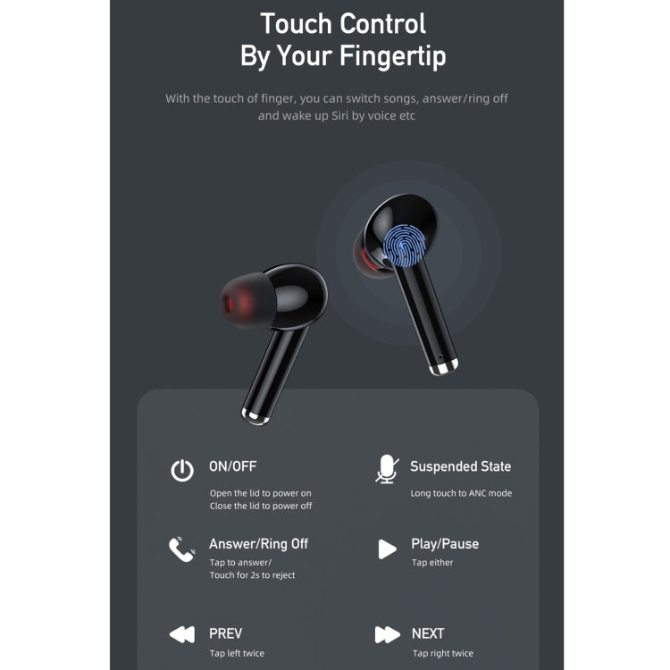 awei TA8 Bluetooth 5.2 ANC Active Noise Reduction Wireless Bluetooth Earphone, TA8