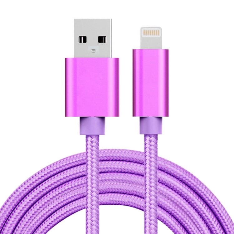 3A Woven Style Metal Head 8 Pin to USB Charge Data Cable, Cable Length: 2m, 2m 8 Pin