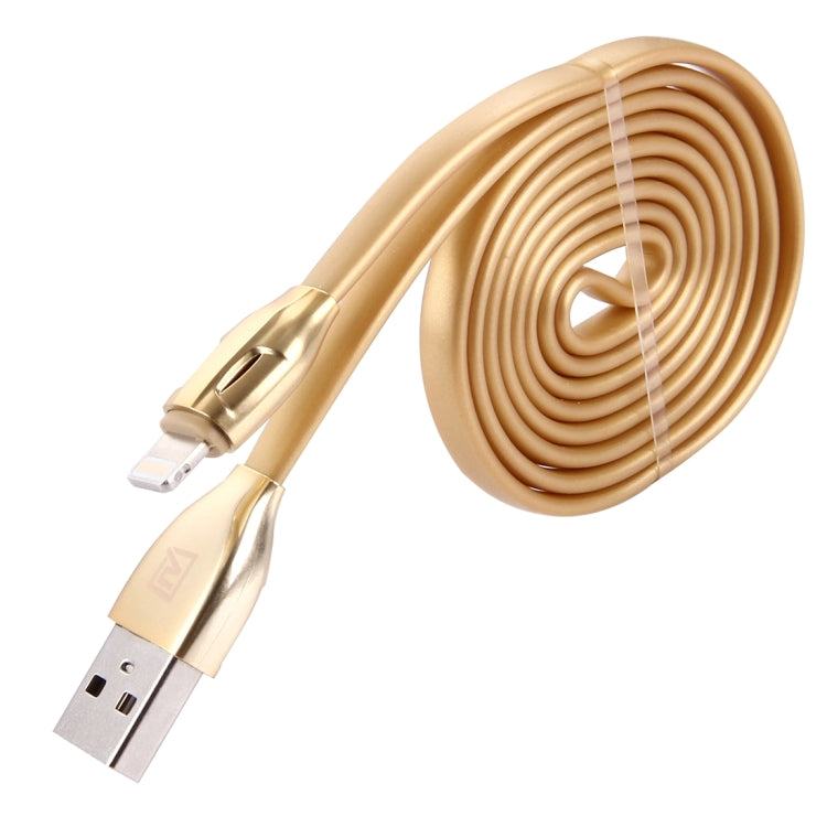 REMAX RC-035i Laser Series 1m 2.1A 8 Pin to USB Data Sync Charger Cable with LED Indicator, White, Gold