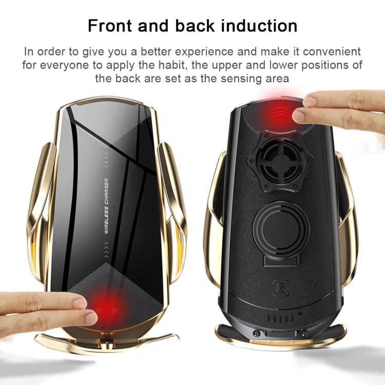 Q2 15W Universal Rotation Infrared Induction Magnetic Car Wireless Charging Mobile Phone Holder with Micro USB + 8 Pin + Type-C / USB-C Magnetic Connector, Q2 Black, Q2 Gold, Q2 Blue, Q2 Red, Q2 Silver