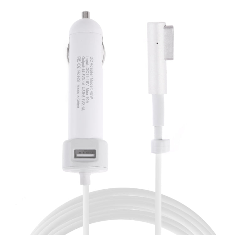 45W 5.1V 2.1A USB Interface Car Charger with 14.5V 3.1A L MagSafe Interface Data Cable, 14.5V 3.1A L MagSafe