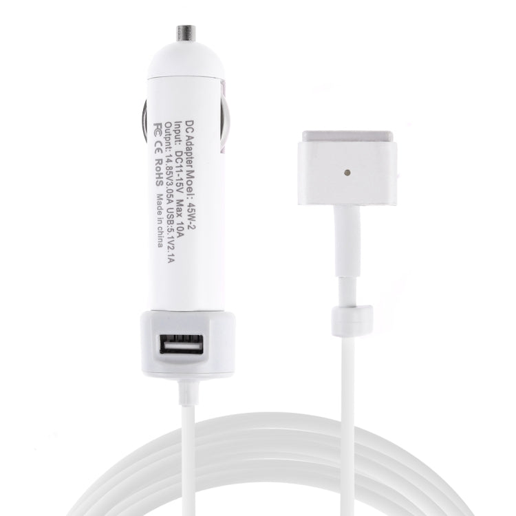 45W-2 5.1V 2.1A USB Interface Car Charger with 14.85V 3.05A T MagSafe 2 Interface Data Cable, 14.85V 3.05A T MagSafe 2