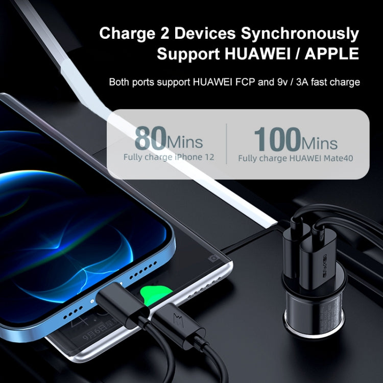 awei C-706 20W PD Type-C + QC 3.0 Type-A Car Charger with CL-110T Data Cable, C-706