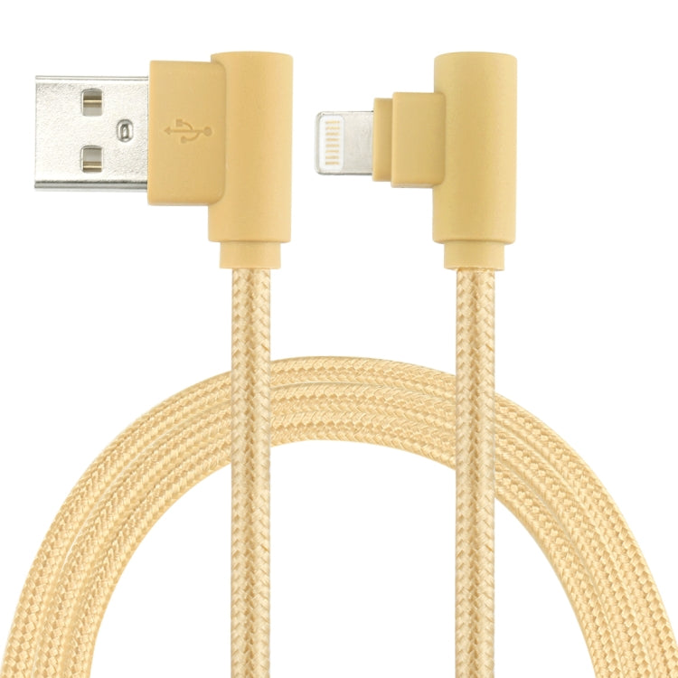 25cm Nylon Weave Style USB to 8 Pin Double Elbow Charging Cable, 25cm 8 Pin