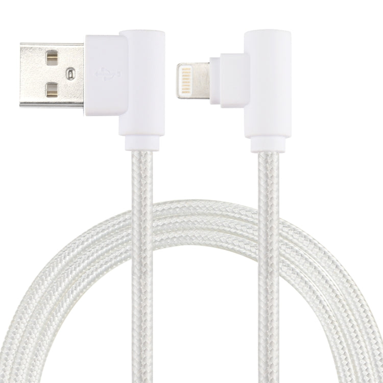 25cm Nylon Weave Style USB to 8 Pin Double Elbow Charging Cable, 25cm 8 Pin