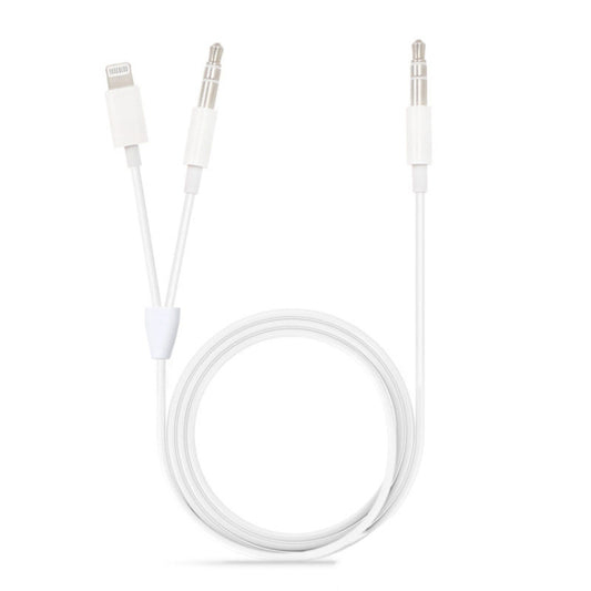 MH030 1m 2 in 1 8 Pin Male & 3.5mm Male to 3.5mm Male AUX Audio Cable For iPhone, iPad, Samsung, Huawei, Xiaomi, HTC, MH030