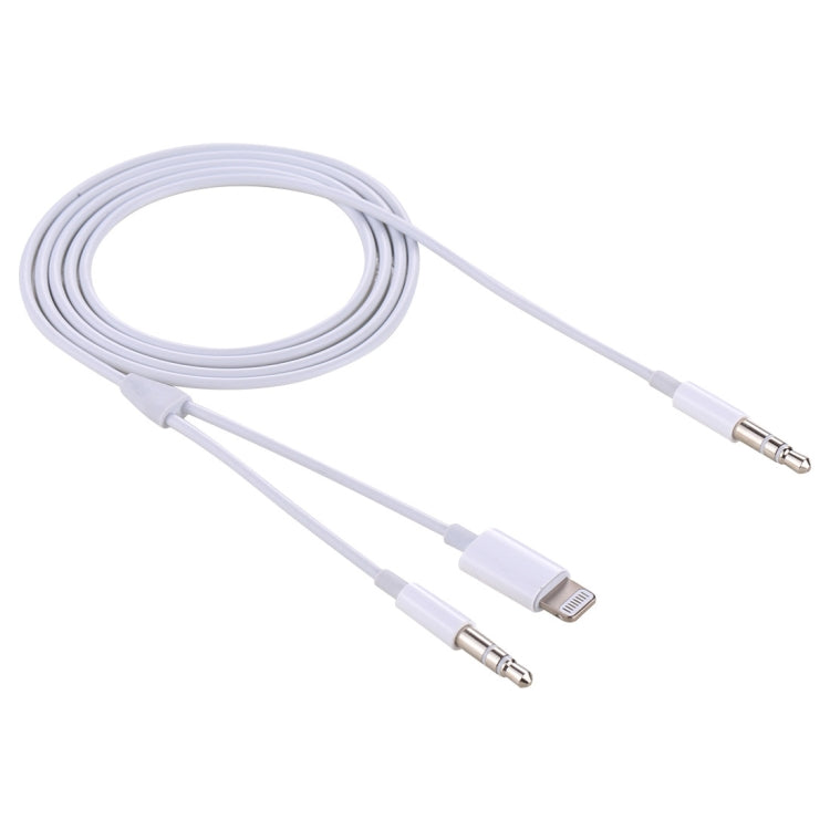 MH030 1m 2 in 1 8 Pin Male & 3.5mm Male to 3.5mm Male AUX Audio Cable For iPhone, iPad, Samsung, Huawei, Xiaomi, HTC, MH030