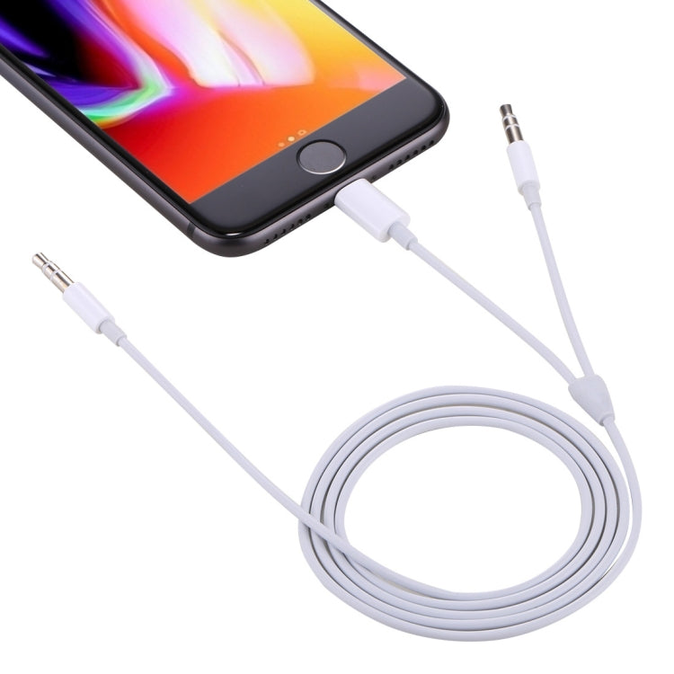 MH030 1m 2 in 1 8 Pin Male & 3.5mm Male to 3.5mm Male AUX Audio Cable For iPhone, iPad, Samsung, Huawei, Xiaomi, HTC, MH030