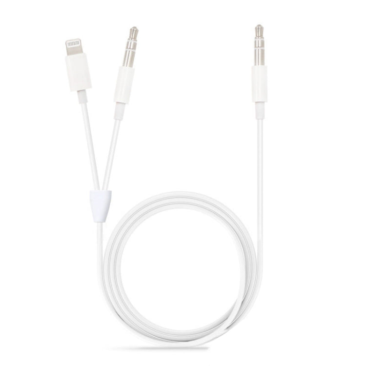 MH030 1m 2 in 1 8 Pin Male & 3.5mm Male to 3.5mm Male AUX Audio Cable For iPhone, iPad, Samsung, Huawei, Xiaomi, HTC, MH030