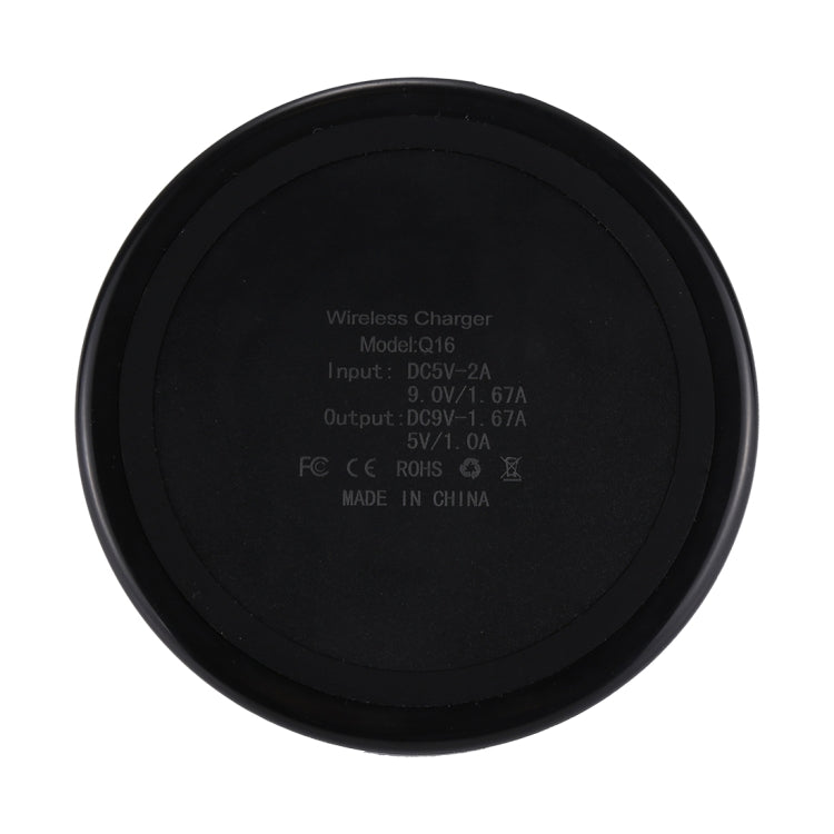 DC 9V 1.67A / 5V 1A Universal Round Shape Qi Standard Fast Wireless Charger with Indicator Light, Round Shape