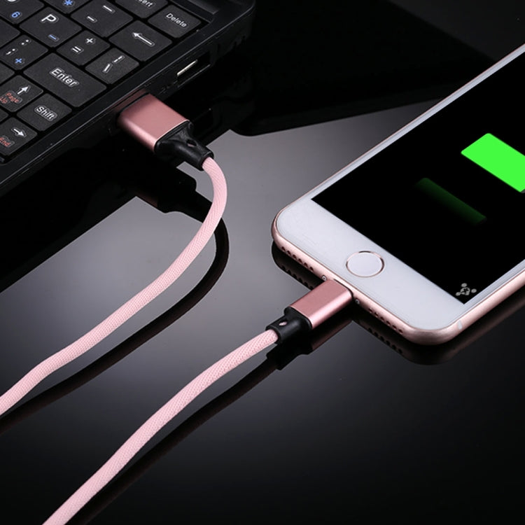 1m 2A USB to 8 Pin Nylon Weave Style Data Sync Charging Cable, 8 Pin Pink, 8 Pin Blue, 8 Pin Red, 8 Pin White