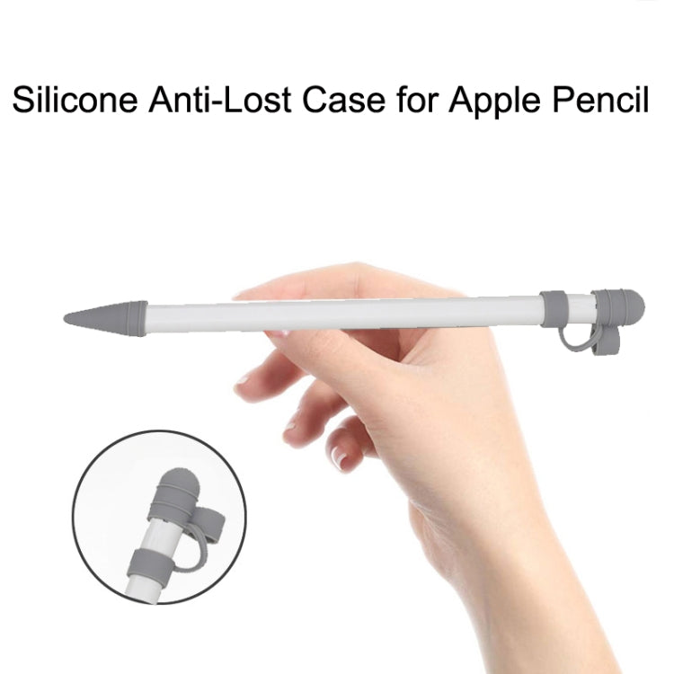 3 in 1 Silicone Protective Cover+Touch Cap Pen+Nip Pen Case For Apple Pencil, Grey, White