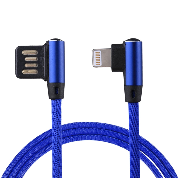 1m 2.4A Output USB to 8 Pin Double Elbow Design Nylon Weave Style Data Sync Charging Cable, 8 Pin Blue, 8 Pin Red, 8 Pin Dark Blue, 8 Pin Black, 8 Pin Coffee