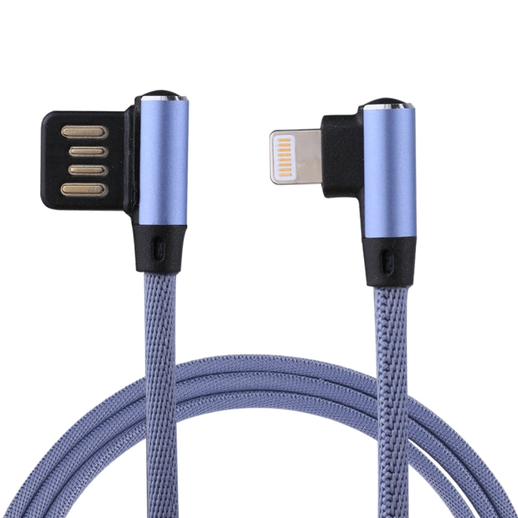 1m 2.4A Output USB to 8 Pin Double Elbow Design Nylon Weave Style Data Sync Charging Cable, 8 Pin Dark Blue, 8 Pin Blue, 8 Pin Red, 8 Pin Black, 8 Pin Coffee