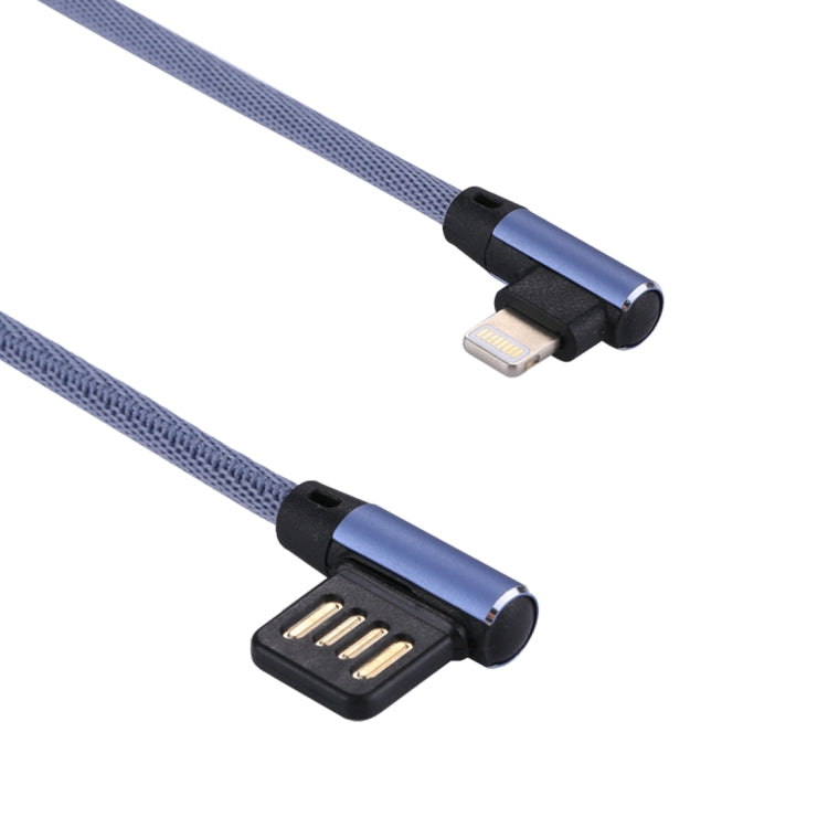 1m 2.4A Output USB to 8 Pin Double Elbow Design Nylon Weave Style Data Sync Charging Cable, 8 Pin Blue, 8 Pin Red, 8 Pin Dark Blue, 8 Pin Black, 8 Pin Coffee