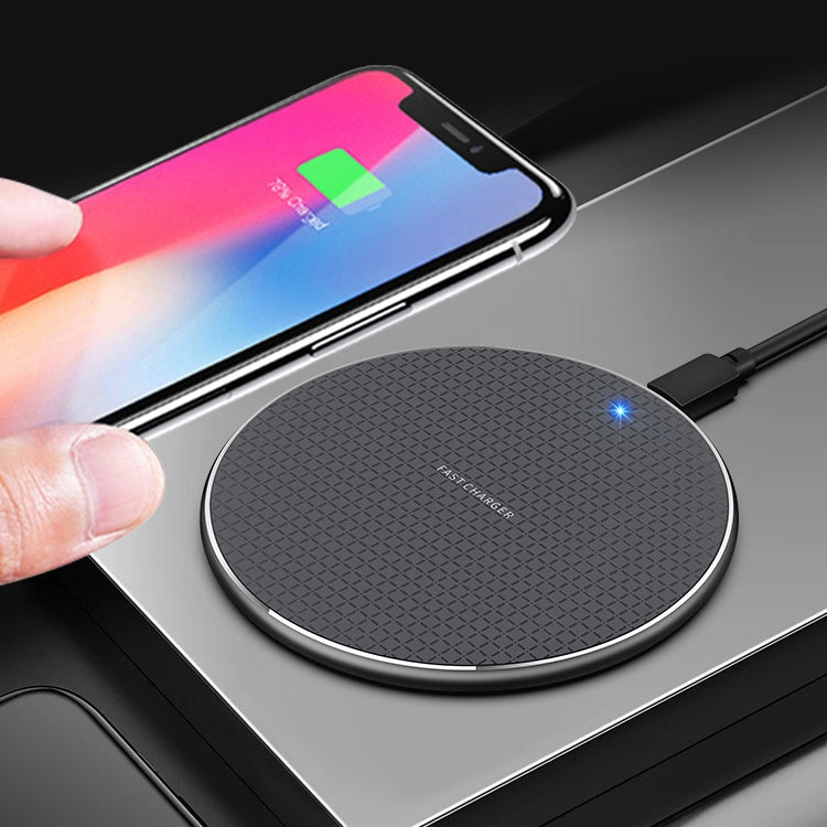 K8 30W Aluminum Alloy Round Desktop Wireless Charger with 1m Type-C Fast Charging Cable, UFO Design Grey, K8, UFO Design Silver