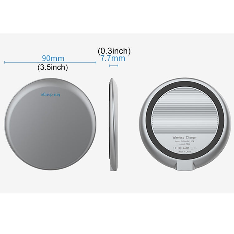 K8 30W Aluminum Alloy Round Desktop Wireless Charger with 1m Type-C Fast Charging Cable, UFO Design Grey, K8, UFO Design Silver