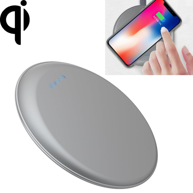 K8 30W Aluminum Alloy Round Desktop Wireless Charger with 1m Type-C Fast Charging Cable, UFO Design Grey, K8, UFO Design Silver